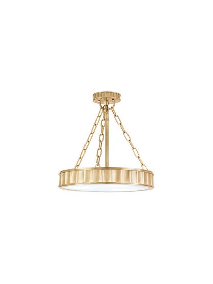 Middlebury Round 3-Light Semi Flush in Aged Brass.